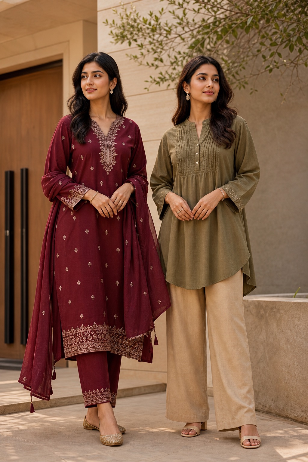 Indian women in modern ethnic-fusion outfits