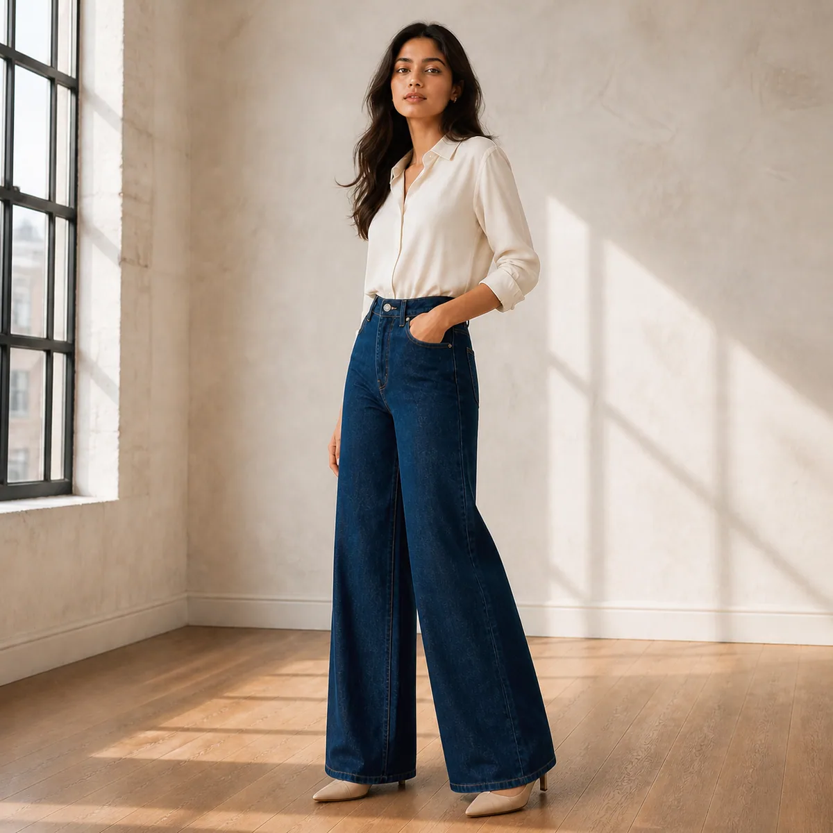 Indigo Wide-Leg Jeans - Second view