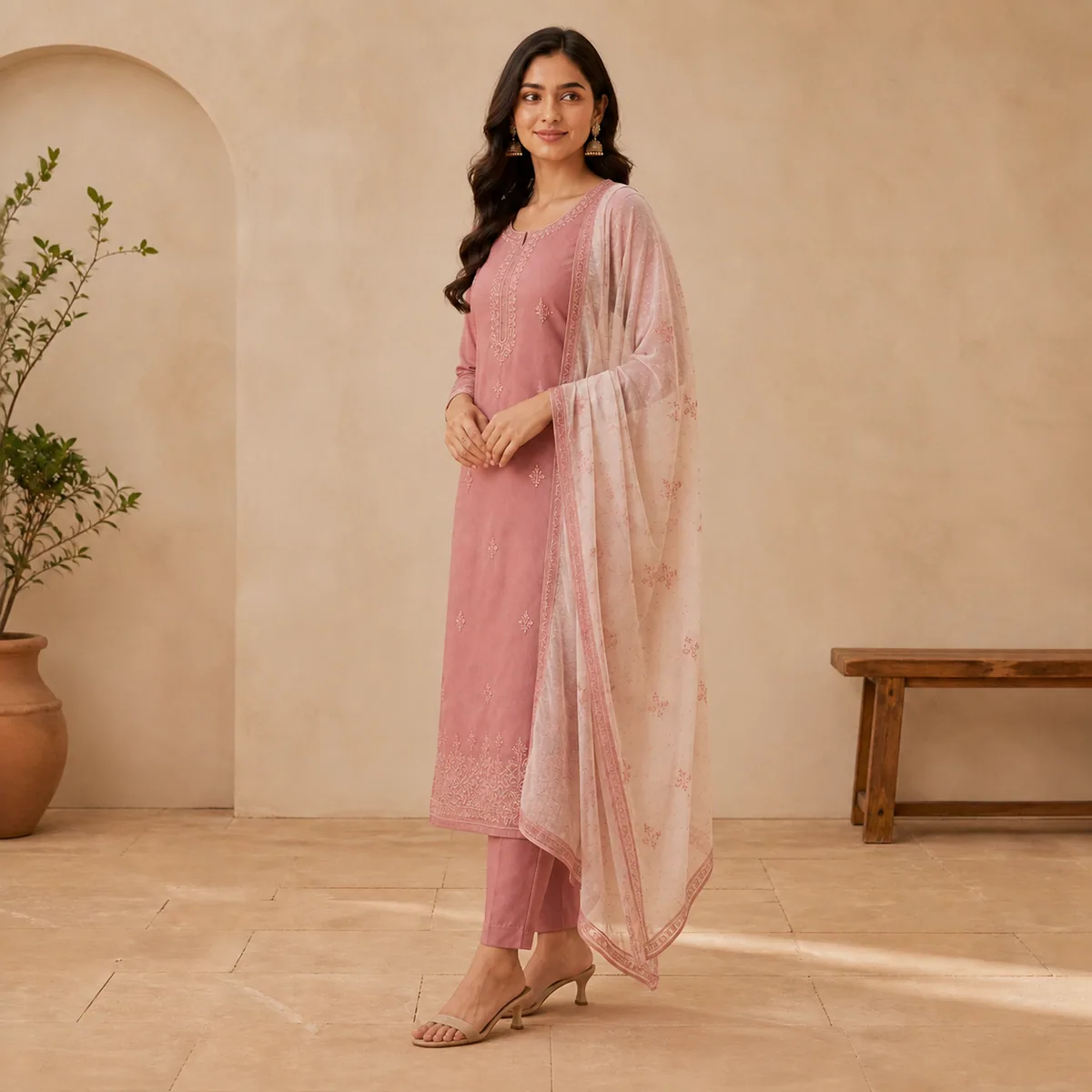 Rose Straight Kurta Set - Second view