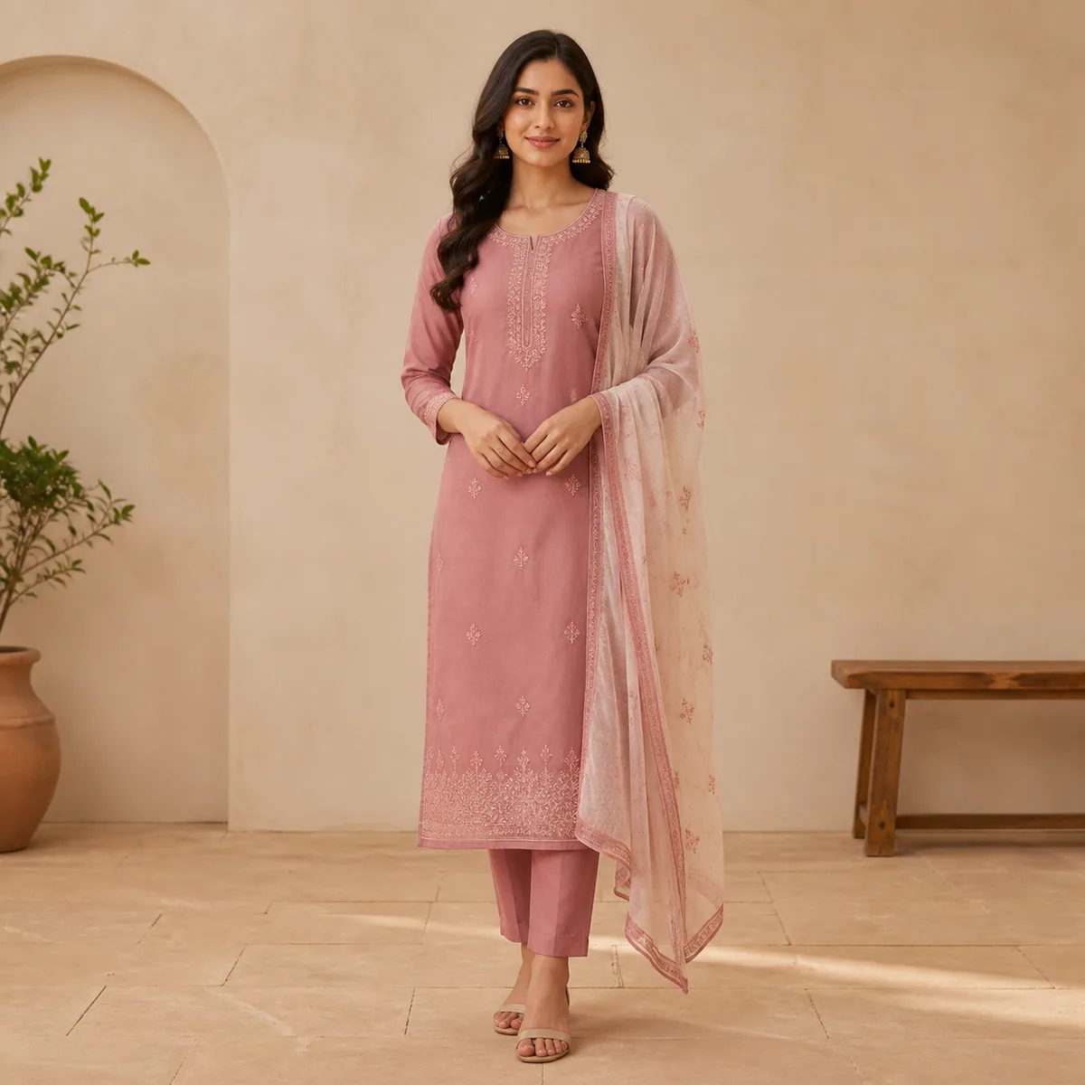 Rose Straight Kurta Set - Main view