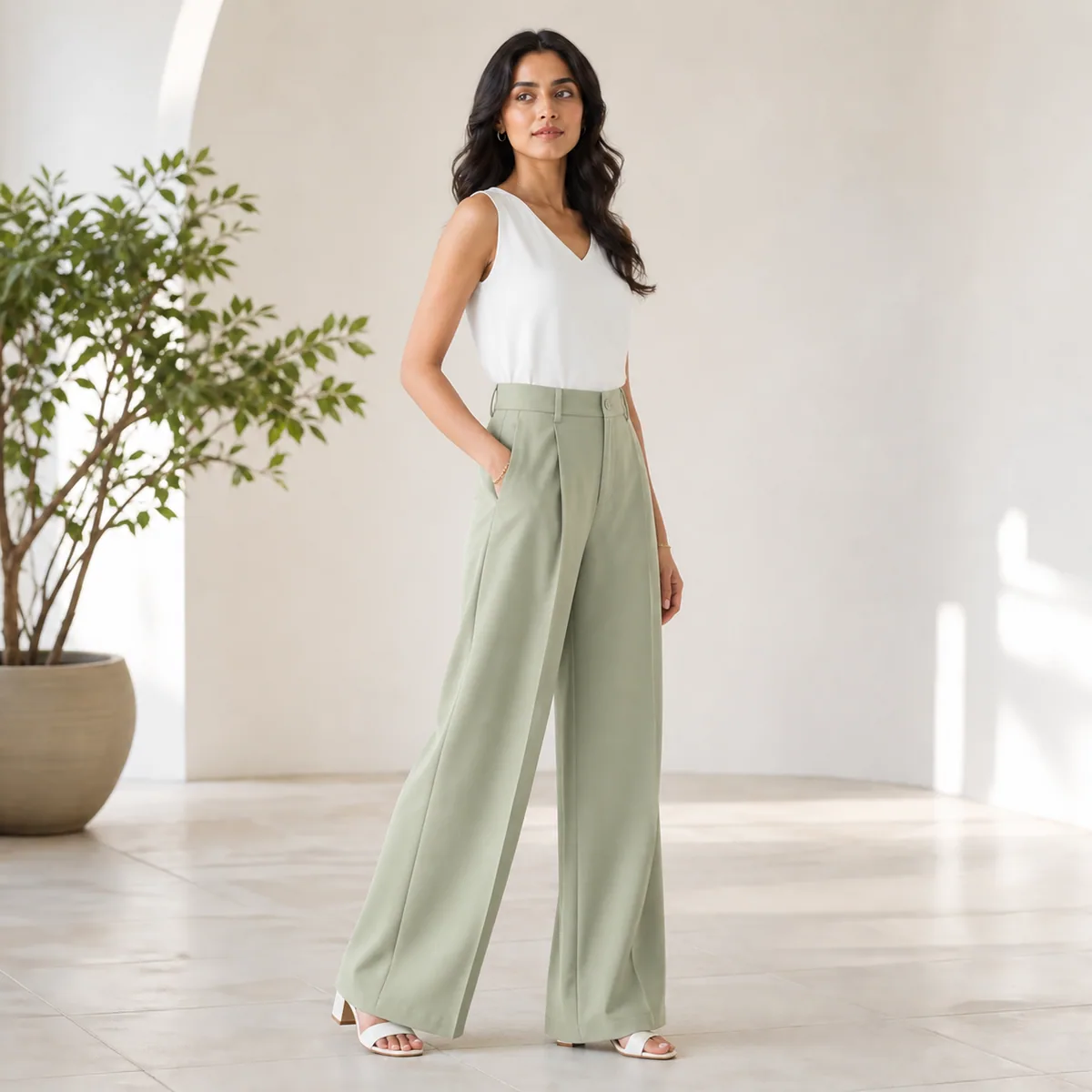 Sage Wide-Leg Trousers - Second view