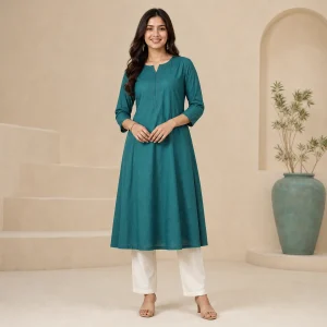 Teal A-Line Kurta - Main view