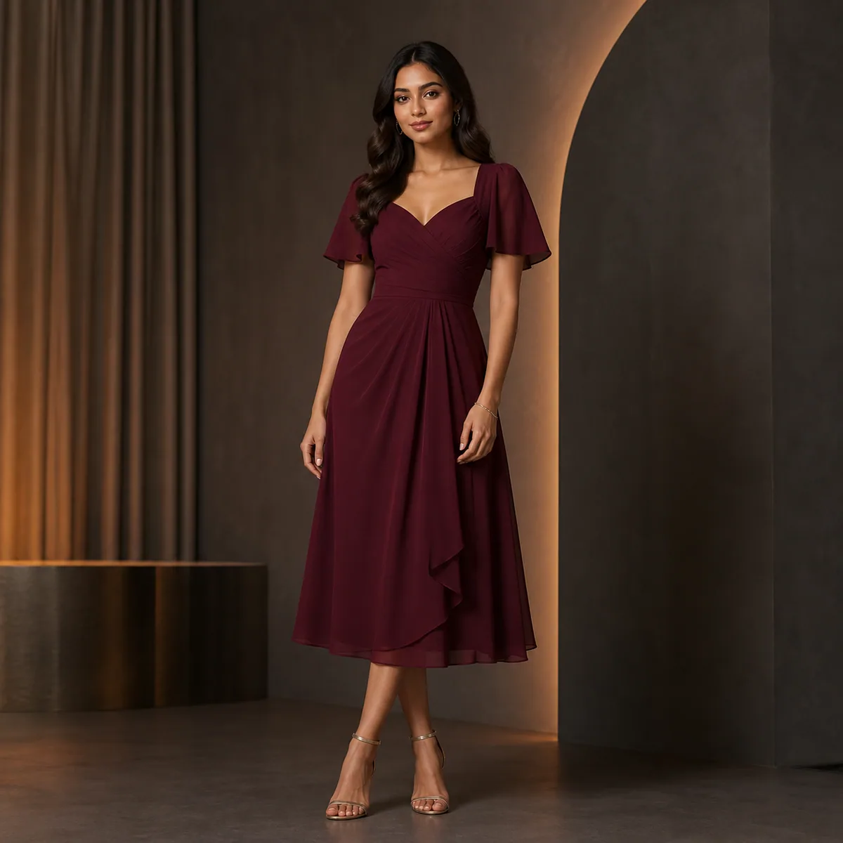 Wine Evening Midi Dress - Main view